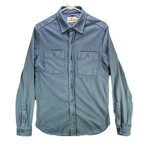 The Normal Brand Shirt Mens Small Blue 100% Cotton Long Sleeve Button Front